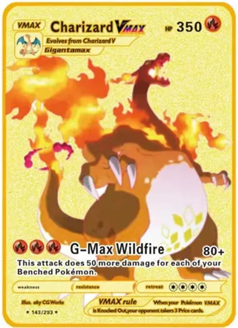 English Version Pokemon Metal Card Anime Figure Pikachu Charizard Mewtwo Battle Trading Game Collection Cards Model Toy Gifts