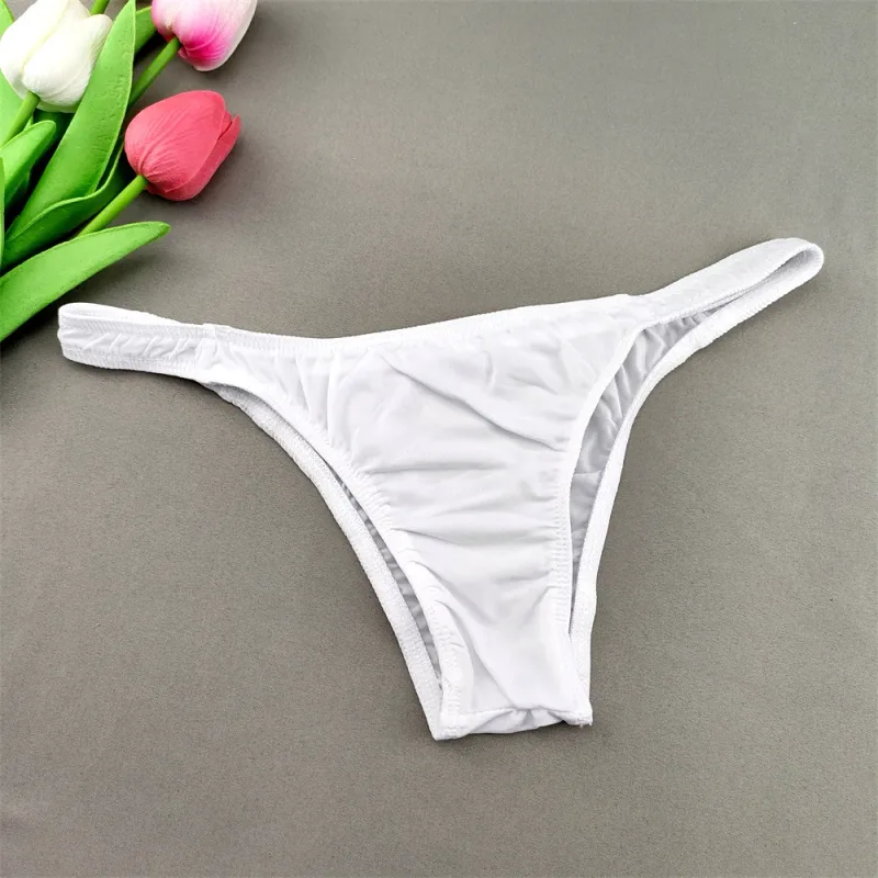Narrow Waist Seamless Ice Silk Briefs Men Sexy Transparent Underwear Low Waist Bikini Panties Adult Lingerie
