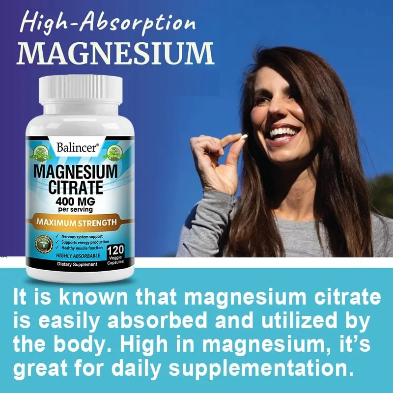 Balincer Magnesium Citrate Supplement Supports Muscle Nervous System Bone Heart Health and Provides Energy — image 5