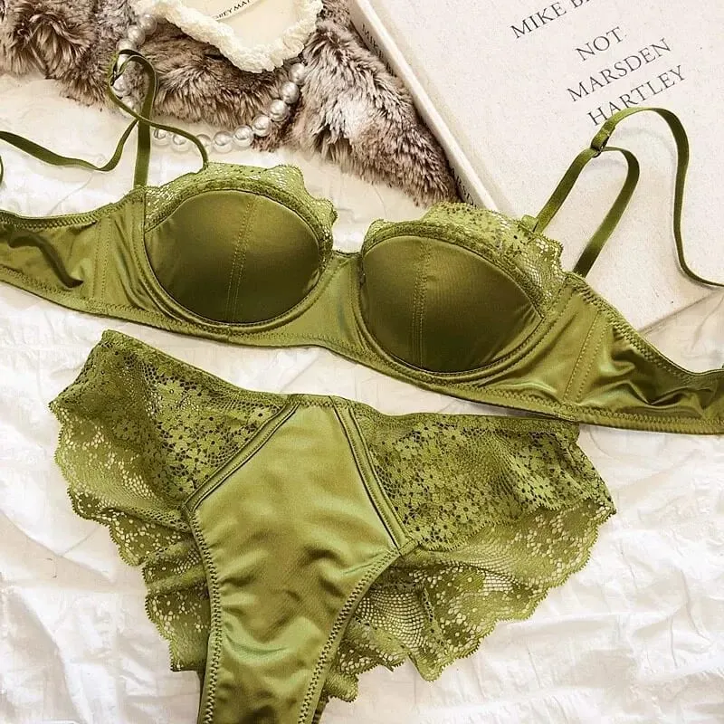 Ensemble de Lingerie française demi-tasse pour femmes, sous-vêtements doux, push-up, fines bretelles, sous-vêtements légers, soutien-gorge d'été, 32-38AB — image 7