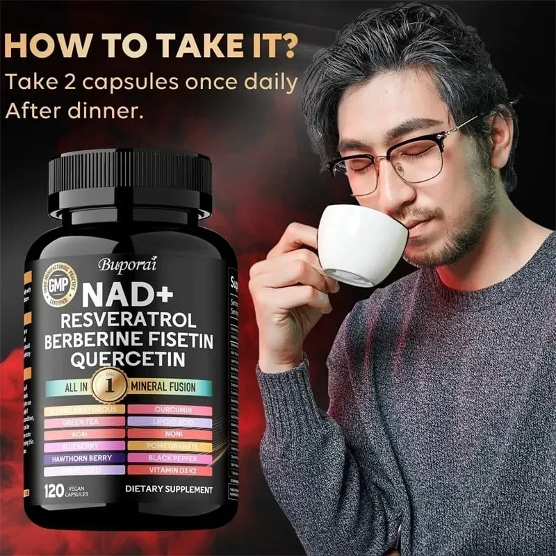 NAD Resveratrol Berberine - Supports Healthy Aging Promotes Cardiovascular Health & Cell Health Improve Endurance