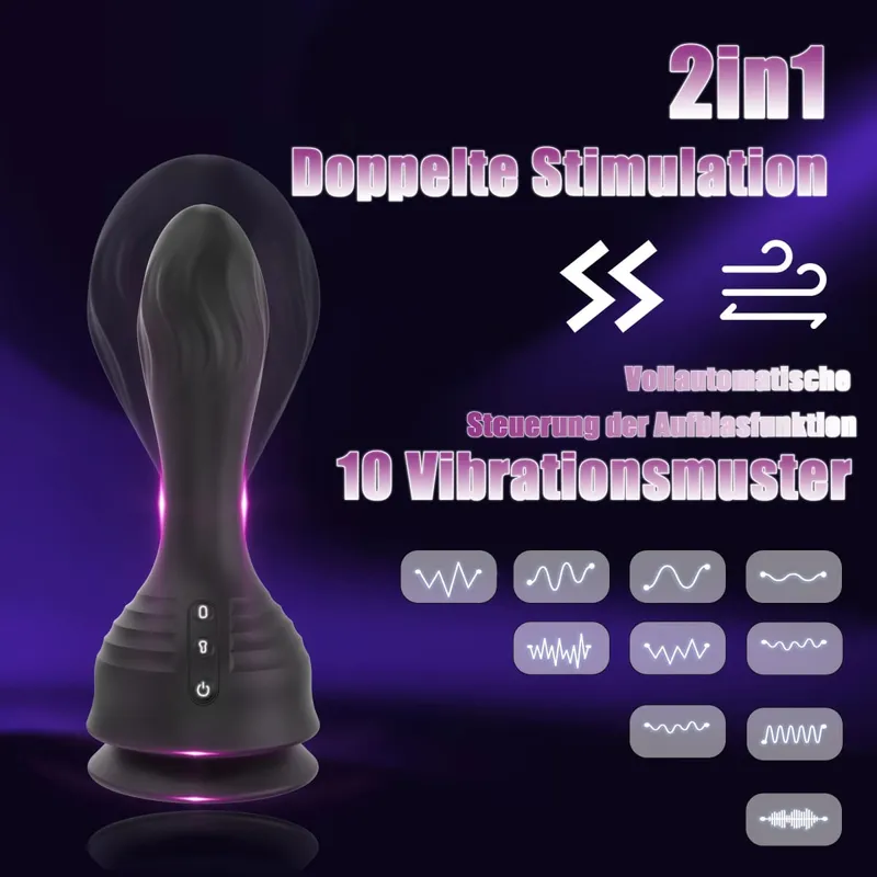 Remote Control Inflatable Butt Plug Vibrator with 10 Swing Modes Suction Cup Vibrating Prostate Massager Anal Sex Toy for Women — image 2