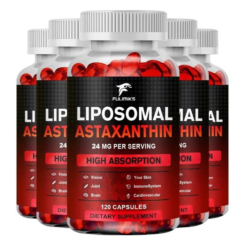 Liposomal Astaxanthin Capsules with Phosphatidylcholine Support Antioxidant Brain Eye Cardiovascular Joint & Skin Health
