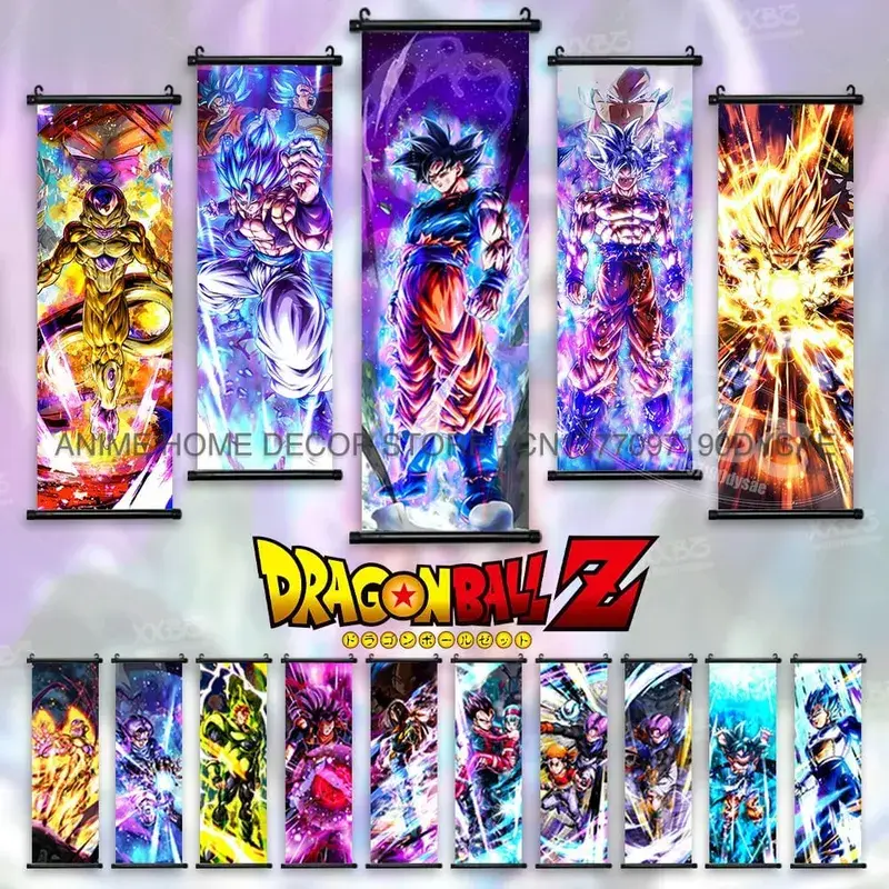 Dragon Ball Posters Anime Figures Wall Art Frieza Home Decor VegetaIII Scrolls Picture Goku Hanging Painting Son Gohan Wallpaper — image 1