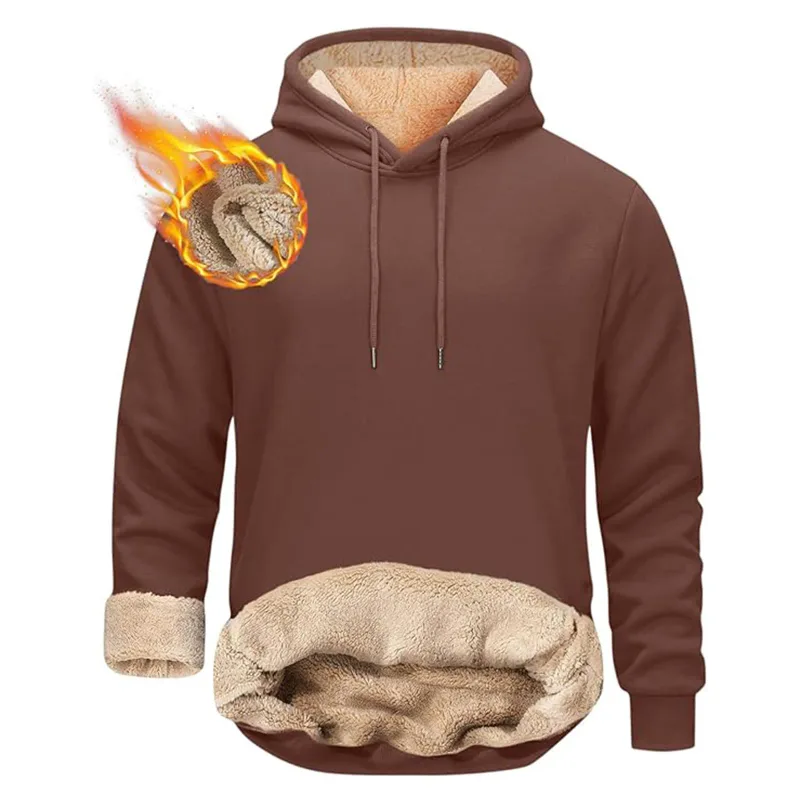 Winter männer Warme Hoodies Sport Dicke Sweatshirts Winddicht Thermische Casual Einfarbig Lose Langarm Pullover Streetwear