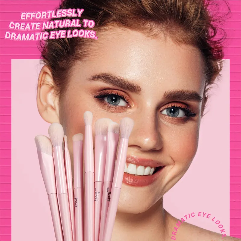 Jessup Pink Berus Mekap Set 14pcs Berus Mekap Premium Vegan Foundation Blush Eyeshadow Liner Berus Campuran Serbuk T495