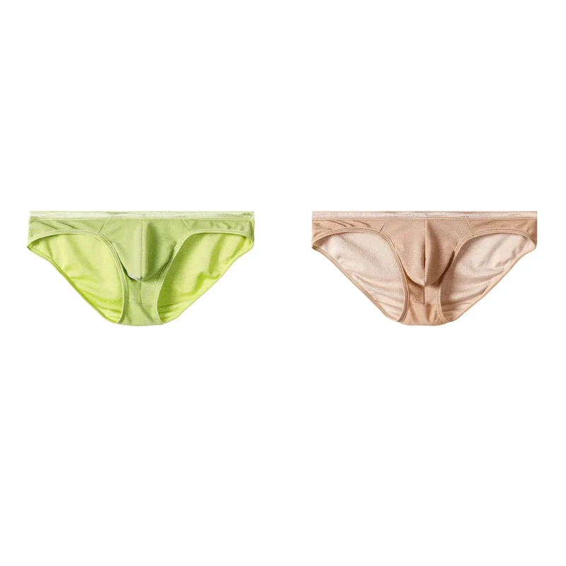 Men's Ice Silk Triangle Panties Sexy U-Shape Thin Briefs Breathable Mesh Low-Waist Underwear
