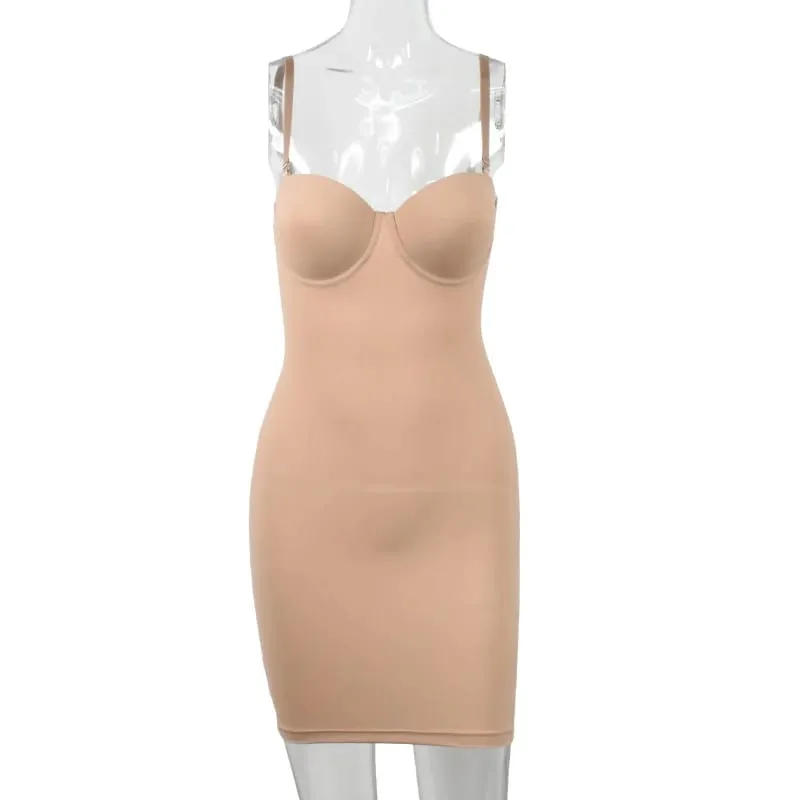 Becirzet vestidos para mulher emagrecimento desliza mini vestido de tubo reto corpo shaper roupa interior festa sexy roupas femininas