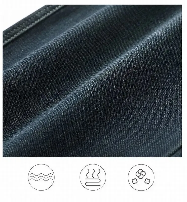 Men's Spring Autumn Soft Baggy Jeans Casual Straight Stretch Wide-Leg Business Denim Pants Versatile Comfortable Loose Trousers — image 7