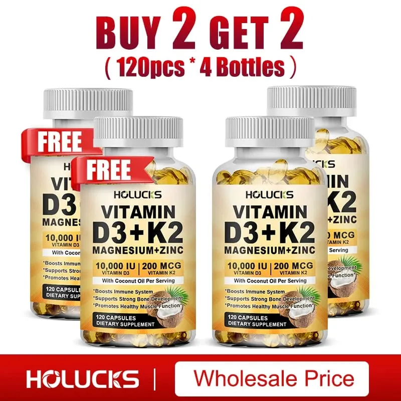 Vitamin D3 K2 Capsule with Coconut Oil Promotes Strong Bones for Teeth Heart Cardiovascular Health Magnesium+Zinc Supplement — image 7