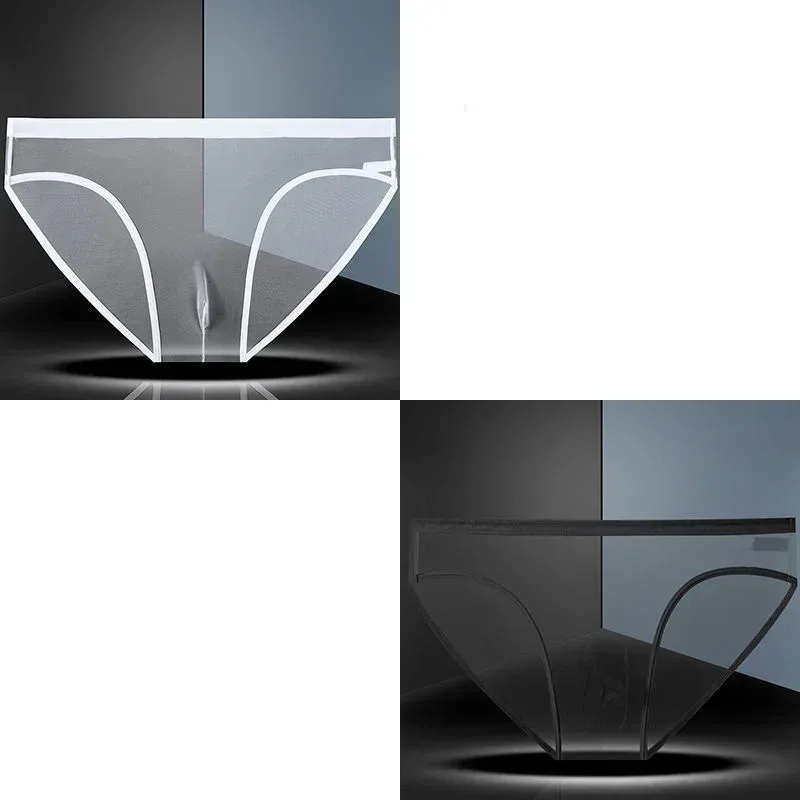 Transparent Underwear Hot Man Pants Ultra-thin Perspective Mid-rise Male Mesh Slips Homme Panties Plus Size — image 19