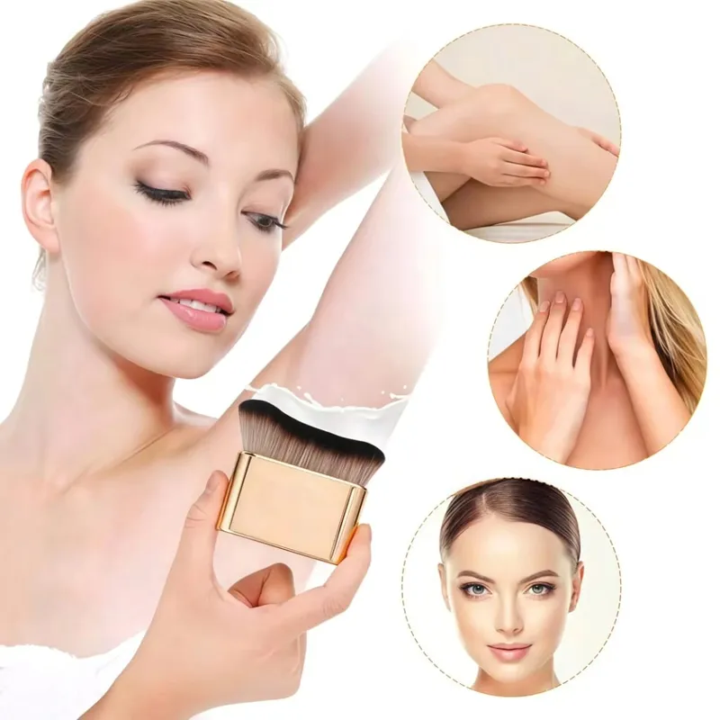 1 rose gold foundation brush for tanning blending foundation blush eyeshadow bronzer and foundation on face and neck with high and low end bristles — image 3