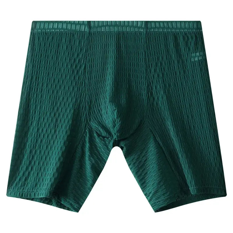 Mens Boxer Shorts Transparent Mesh Underwear Man Lace Panties Solid Breathable U Convex Pouch Underpants Cueca Calzoncillo M-XXL