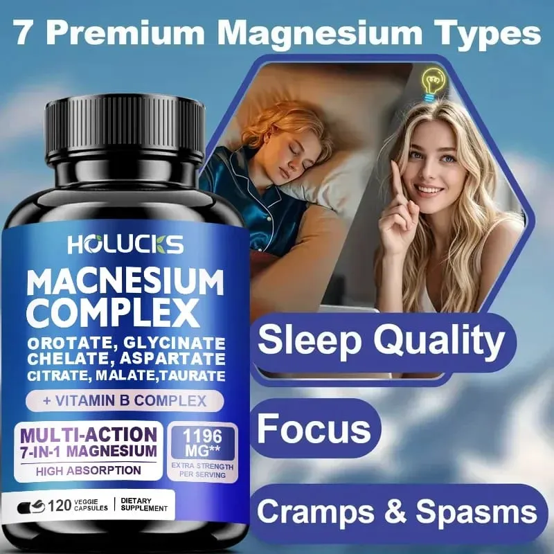 Magnesium Complex 1000mg Supplement with Vitamins C E B1 B2 B6 B12 Chelated Magnesium Glycinate Malate Taurate &Citrate — image 4
