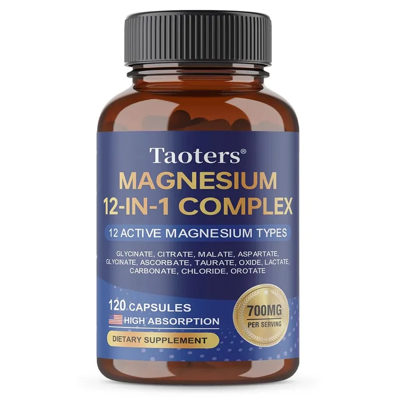Magnesium 12-in-1 Complex Supplement – 700mg High Absorption Glycinate Citrate Malate & Taurate Blend for Muscle Nerve Sleep