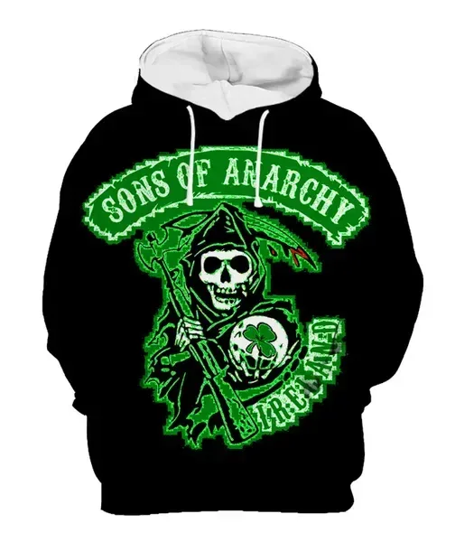 Hot Sale Men's 3D Print Hoodies Sweatshirts Sons of Anarchy Street Style Unisex Loose Casual Pullover Y2K Tracksuit Autumn
