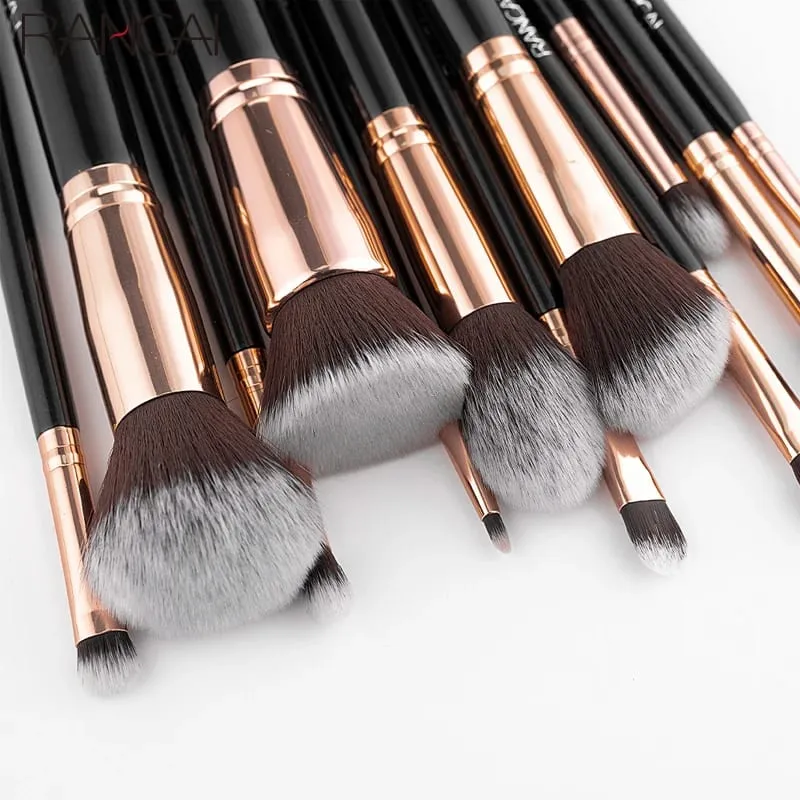 New 12pcs Black Cylinder Makeup Brush Set Black Gold Eyeshadow Brushes Multifunctional Makeup Tools