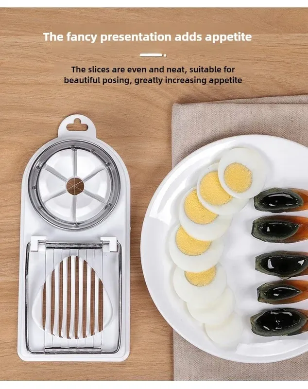 Multi Functional Egg Cutting Artifact Kitchen Household Stainless Steel Cutter Preserved Eggs Divider Two in One Egg Cutter — image 8