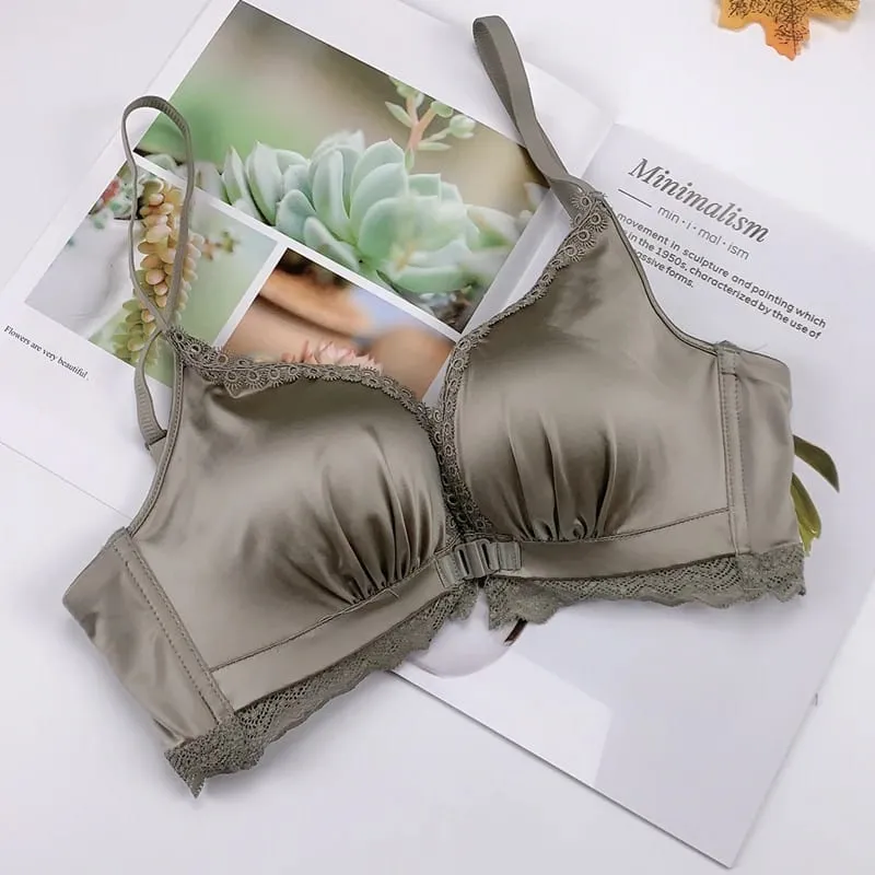 Front Closure Push Up Bra Set - Women's Small Bust Lace Underwire Lingerie | Pull Up Lift Sexy Thin Beauty Back Bralette