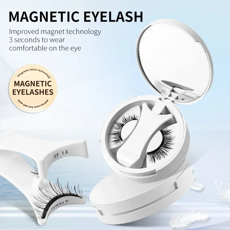 Brown Magnetic False Eyelashes Natural Soft Light Weight Eye Makeup Set With Applicater One-Piece Box Easy To Carry Eyelash Tool — image 5