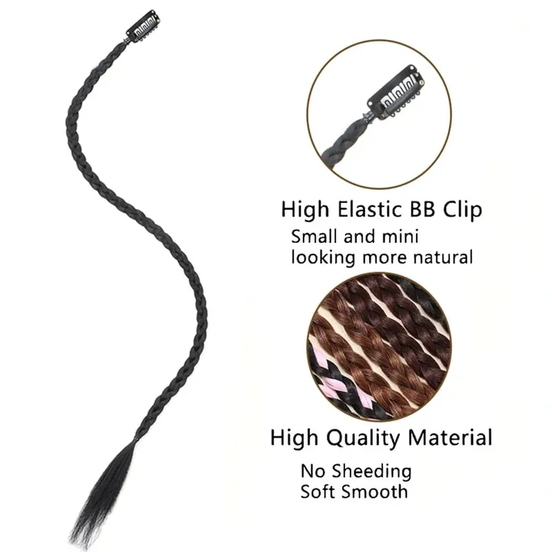 Parrucca sintetica a treccia 2 pezzi con forte clip BB Y2k Spice Girl Treccia da boxe Coda di cavallo Scatola leggera Treccia Coda di cavallo pezzo per donna — image 3