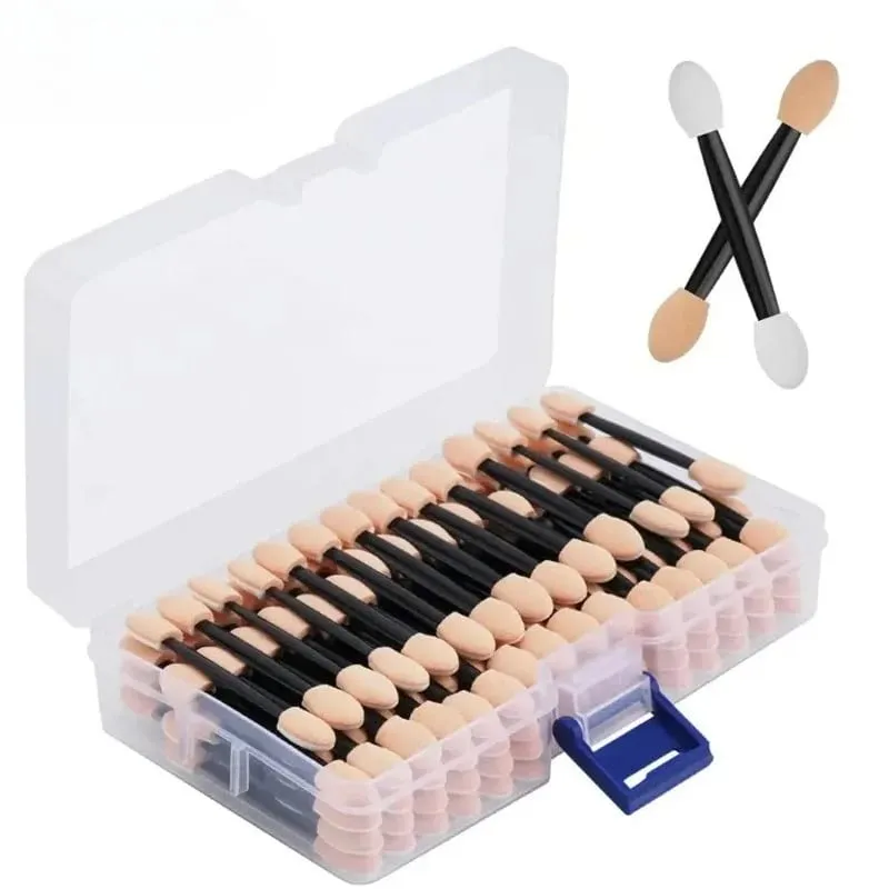 120 Pcs /Box Women Eyeshadow Applicators - Dual-Sided Sponge Makeup Brushes for Eye Blending & Nail Art