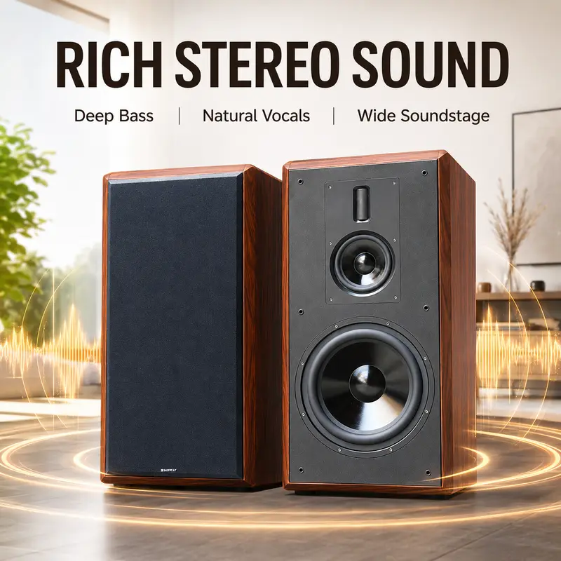 10 Inch Bookshelf Speaker 200W Three-Way Sound Equipment 4Ohm Passive Fever Sound Box For Home Theater Sound System Music Studio