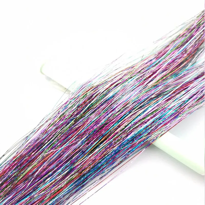 36/48Inch Sparkle Hair Tinsel Rainbow Colored Strands Girls Headwear Hairbinge Hair Laser False Hair Extensions Decor Glitter