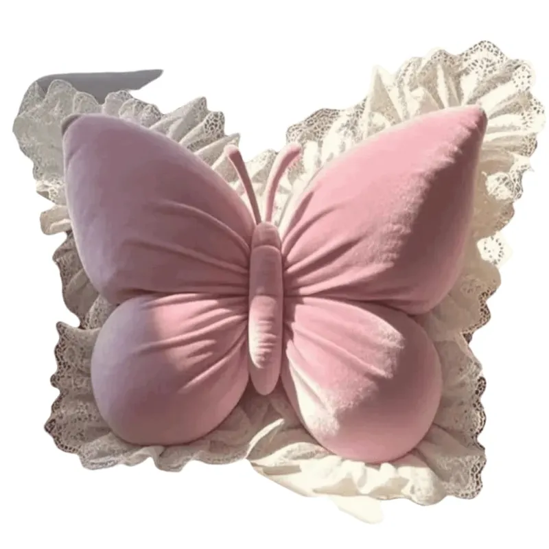 New Cute Butterfly Pillow Lace Butterfly Bedhead Pillow Home Textile Cushion Sofa Decoration