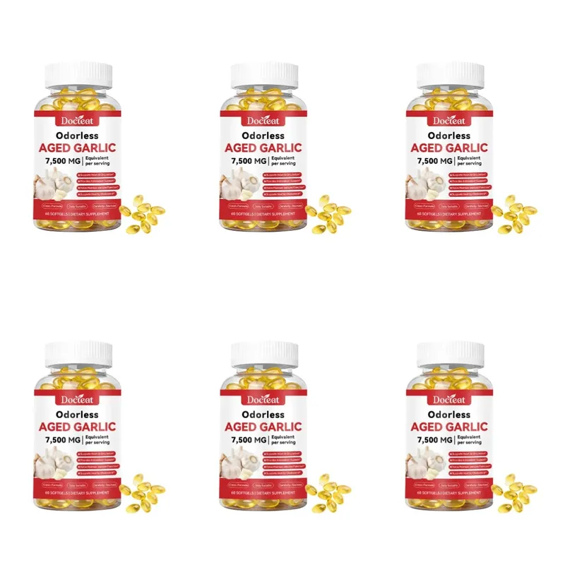 Odorless Aged Garlic Extract 7500mg Equivalent 60 Softgels - Immune Support Heart Health Antioxidant Supplement for Adults