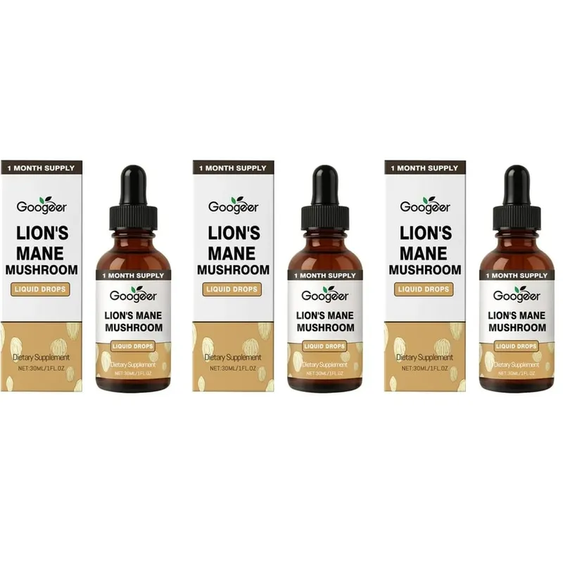 Googeer Lion's Mane Mushroom Liquid Drops Hukommelse og fokusstøtte til kognitiv klarhed Mental Agility Alkoholfri 30 ML — image 9