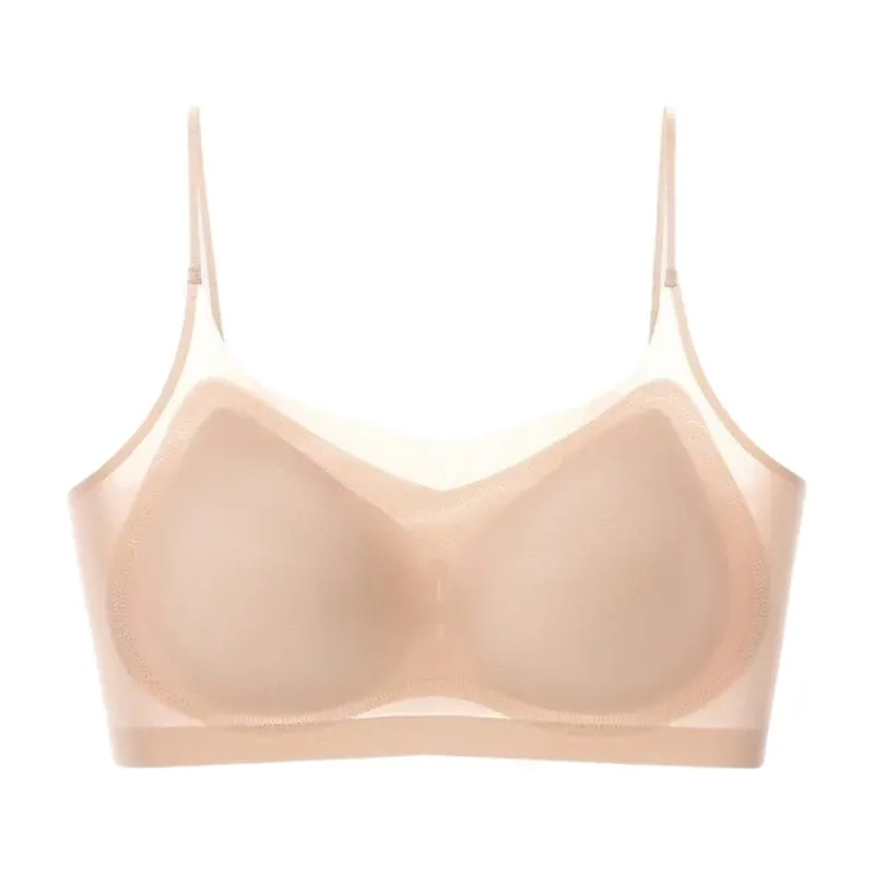 2026 Ultra-Thin Breathable Ice Silk Bra Lingerie Women'S Seamless Back Halter Vest Wraps Small Breasts Sexy And Comfortable Top