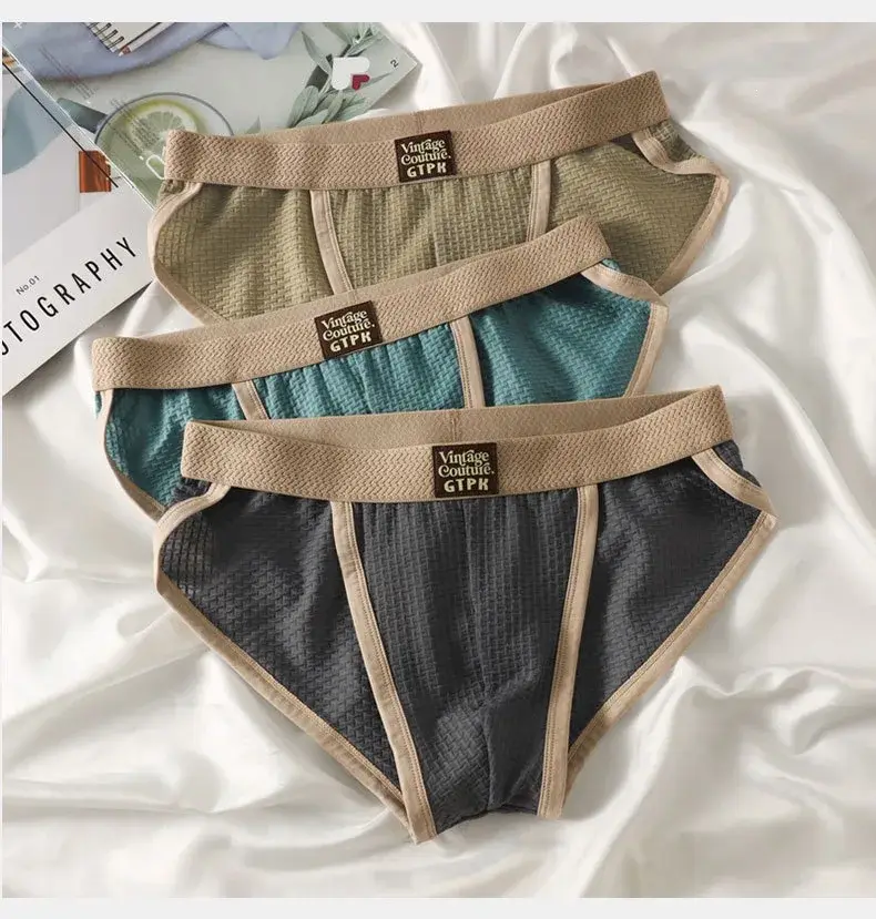 3 pcs Vintage Men High Cut Nylon Briefs Ice Silk Mesh Cool Underpants Soft Breathable Quick Dry Mens Underwear — image 9