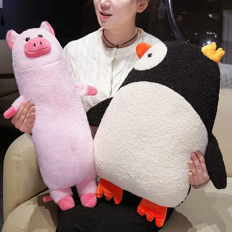 Série animal travesseiro de pelúcia leopardo elefante pinguim almofada de pelúcia kawaii acompanhar brinquedo de sono decoração para casa brinquedos presentes de aniversário