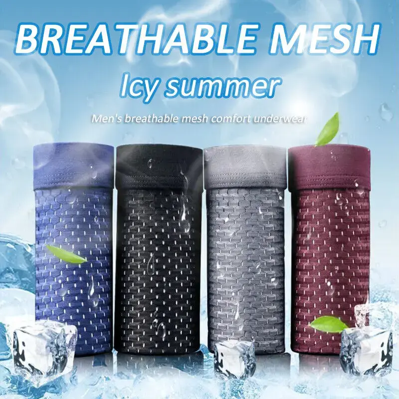Men Breathable Ice Silk Mesh Men's Soft Breathable Underwear With Moisture-wicking Technology U Design For Comfort — image 4