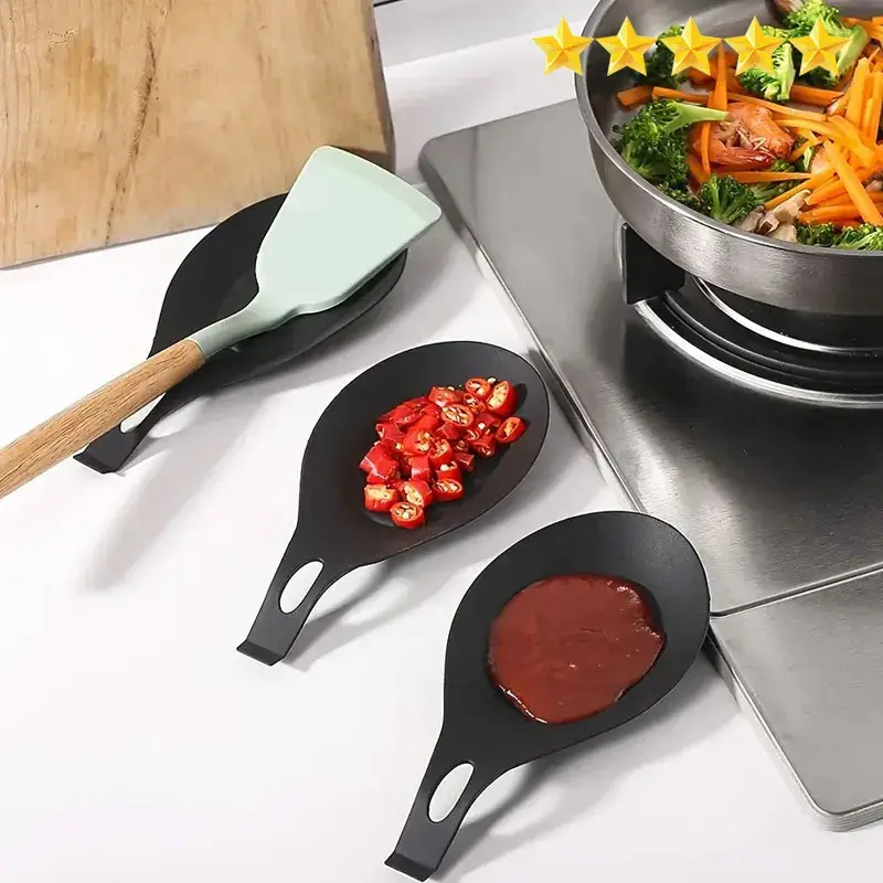 1/4pcs Silicone Spoon Rest Spatula Holder Heat Resistant Utensil Placemat Tray Kitchen Tools Spatula Resting Kitchen Accessories — image 1
