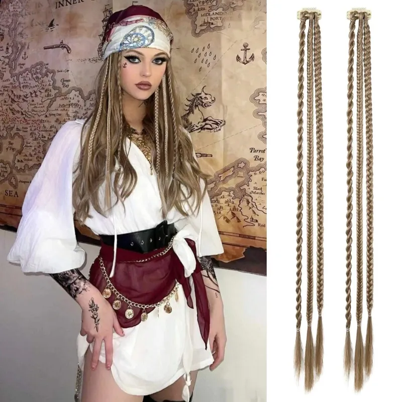 Braid Hair Extensions Clip in Hair Extensions One Clip Long Natural Soft Synthetic Hairpieces for Women Highlights