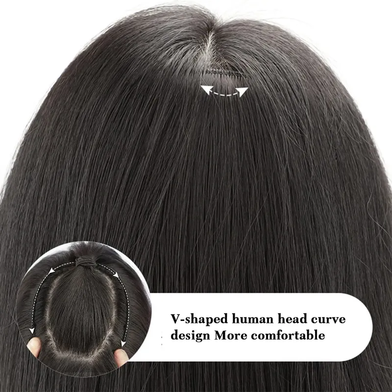 Synthetic V-shaped hair extensions wigs clips that naturally connect to women's hair heat-resistant wigs used for daily wear