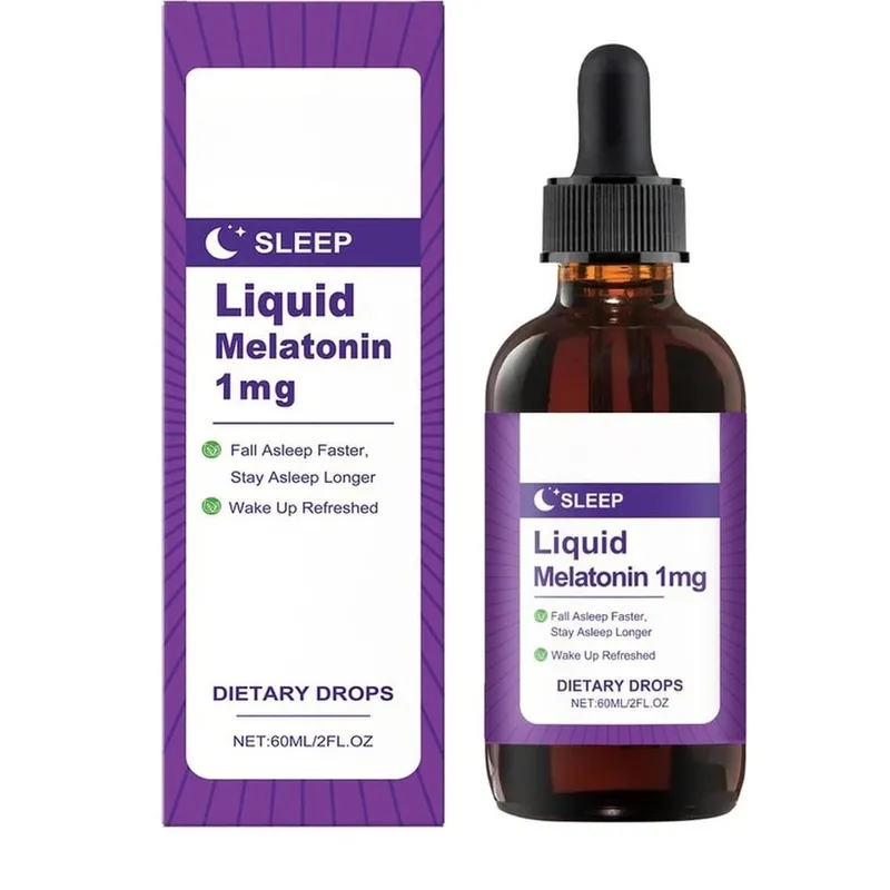 Liquid Melatonin 1 Mg Sleep Drops Mint Leaf Extract Fall Asleep Faster Stay Asleep Longer Wake Up Refreshed 60 ML
