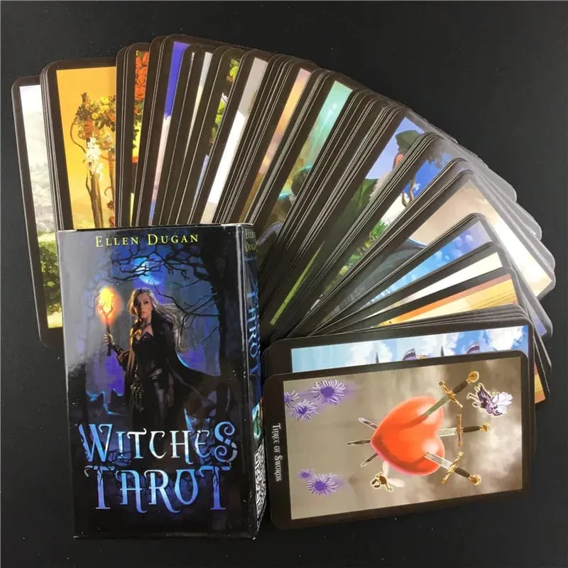 Witches Tarot Deck Oracles Cards Mysterious Divination English Tarot Cards for Women Girls Cards Game Board Game PDF Guidebook