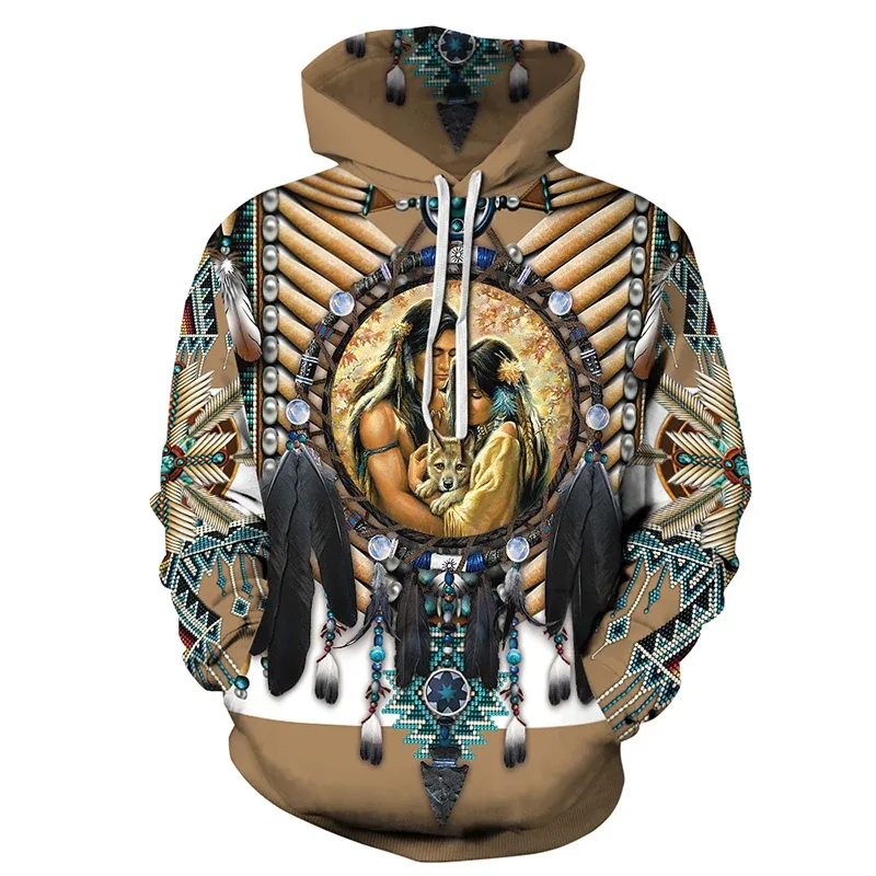 Fashionable 3D Printed Bohemian Pattern Men's Top Fashionable Men's Loose Large Sports Hoodie Street Retro Long Sleeve Hoodie