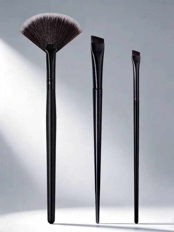 3PCS Fan Highlighter Brush Angled Eyebrow Eyeliner Makeup Brushes Set Soft Synthetic Hair Precise Eye Face Cosmetic Brushes