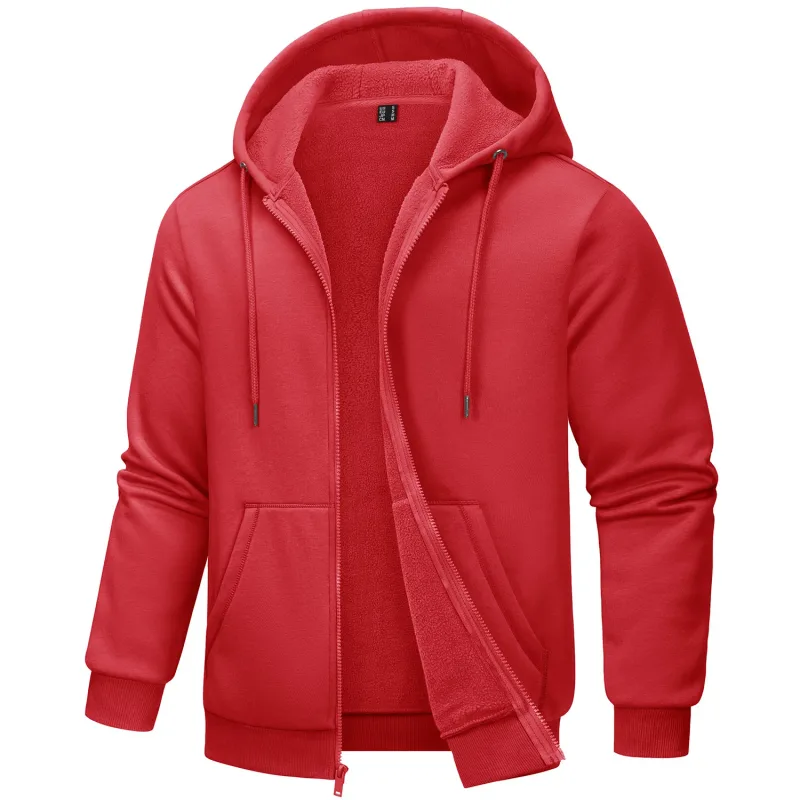 Big Pockets Fleece Lining Hoodies Mens Hooded Coats Full Zip Up Casual Hoodie Jackets Athlete Running Hiking Sportswear — image 32