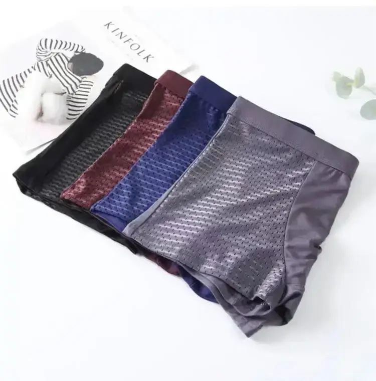 4Pcs Bamboo wear Bamboo Boxer Short Men Microfiber Boxer Briefs Underwear Compression Stretch