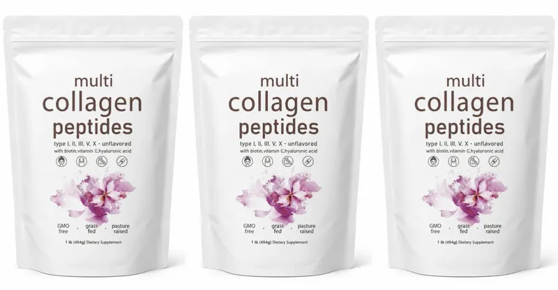 Poudre de Peptides multi-collagènes, 454g, mélange de collagène sans saveur, avec vitamine C, biotine, acide hyaluronique, Support pour la peau, les cheveux et les ongles