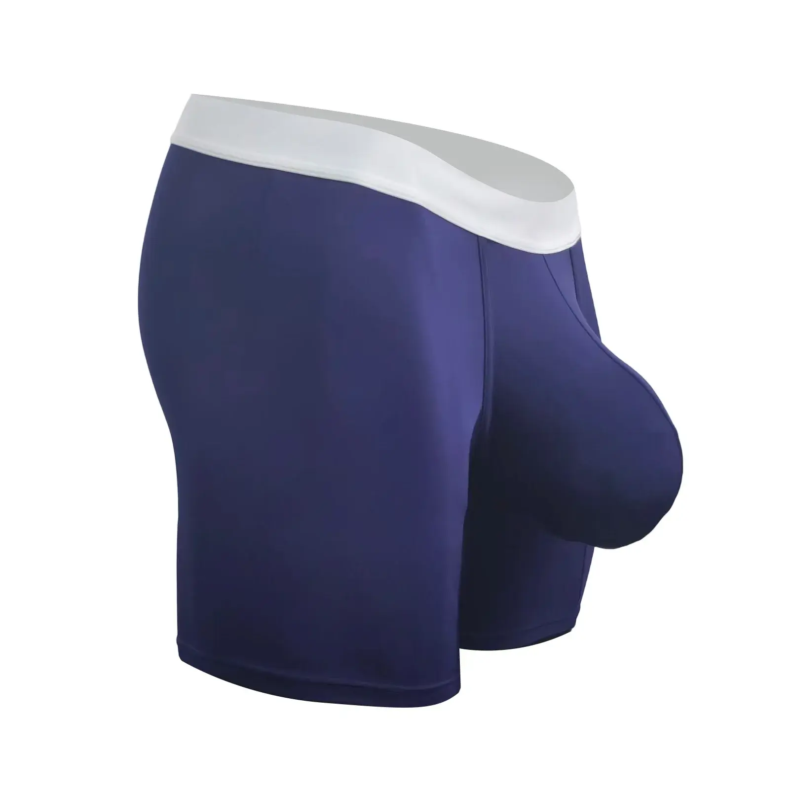 Mens Cool Ice Silk Boxer Briefs Extra Deep Pouch Breathable Long Running Sport Gym Underwear Anti Chafe Free Soft Trunks