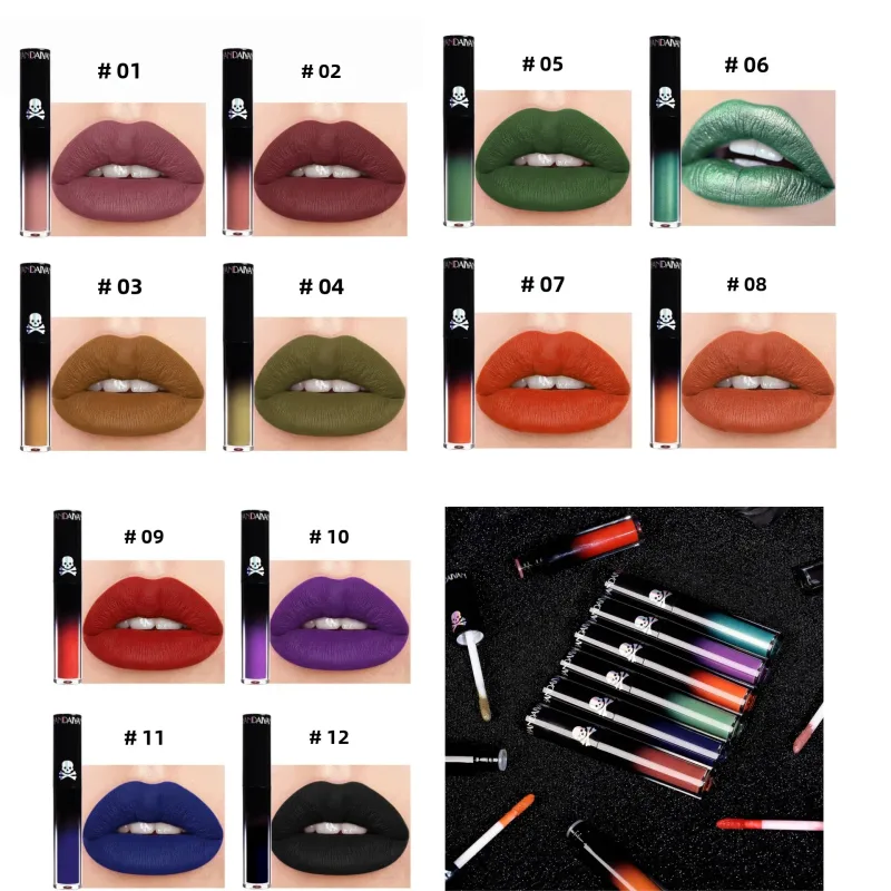 Matte Vampire Black Purple Lipstick Waterproof Long Lasting Lip Gloss Halloween Christmas Moisturizing Pigmented Lip Makeup — image 4