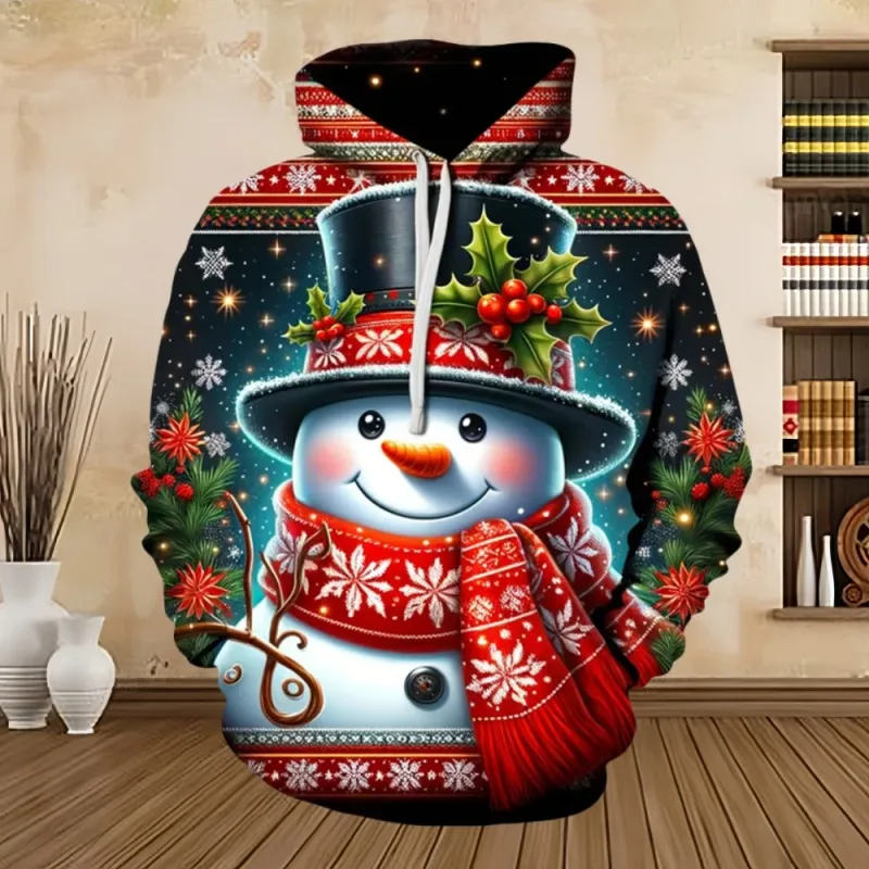 2025 Merry Christmas Graphic Sweatshirts Tree Pullover Hoodies for Men Clothes Santa Claus Hoody Snowman Sweatshirts Unisex Top — image 13