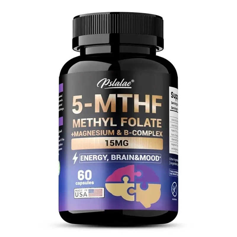 5-MTHF Methylfolate Supplement - Enhances Memory Focus and Clarity Boosts Cognitive Function Energy Brain and Mood Support
