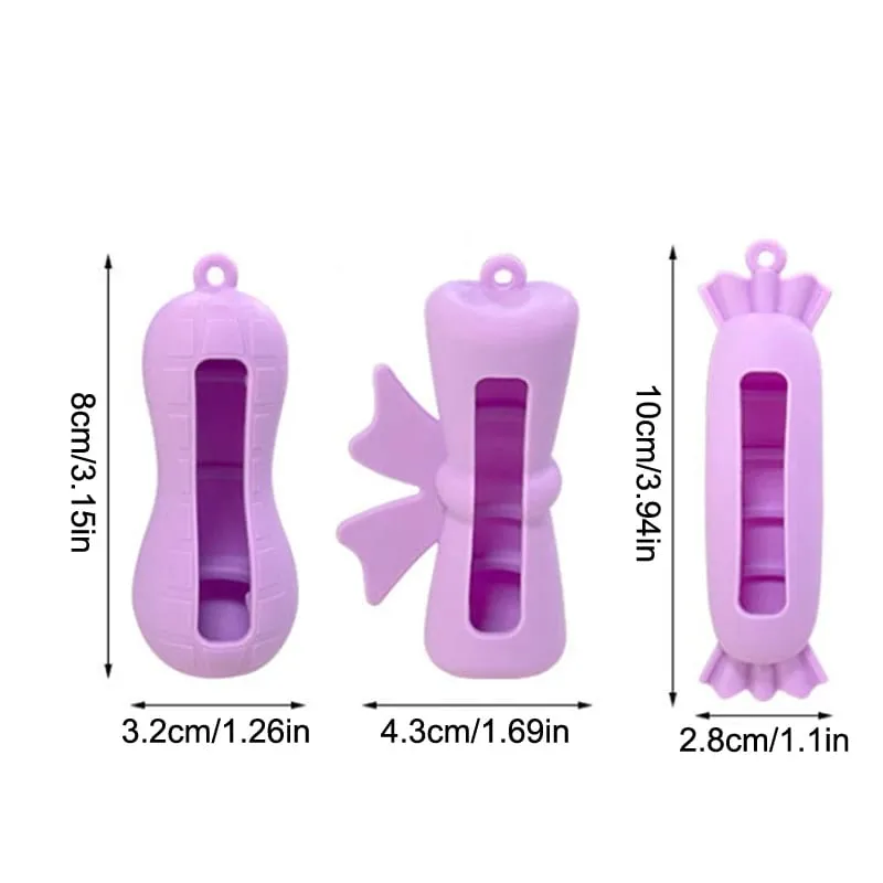 New Bow Candy Peanut Shape Silicone Lipstick Cover Keychains Solid Color Lipstick Storage Bag Light Weight Lip Balm Holder